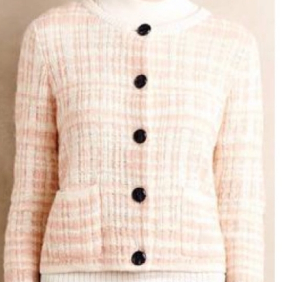 Anthropologie Sweaters - Anthropologie Knitted and Knotted pink and cream cardigan size small